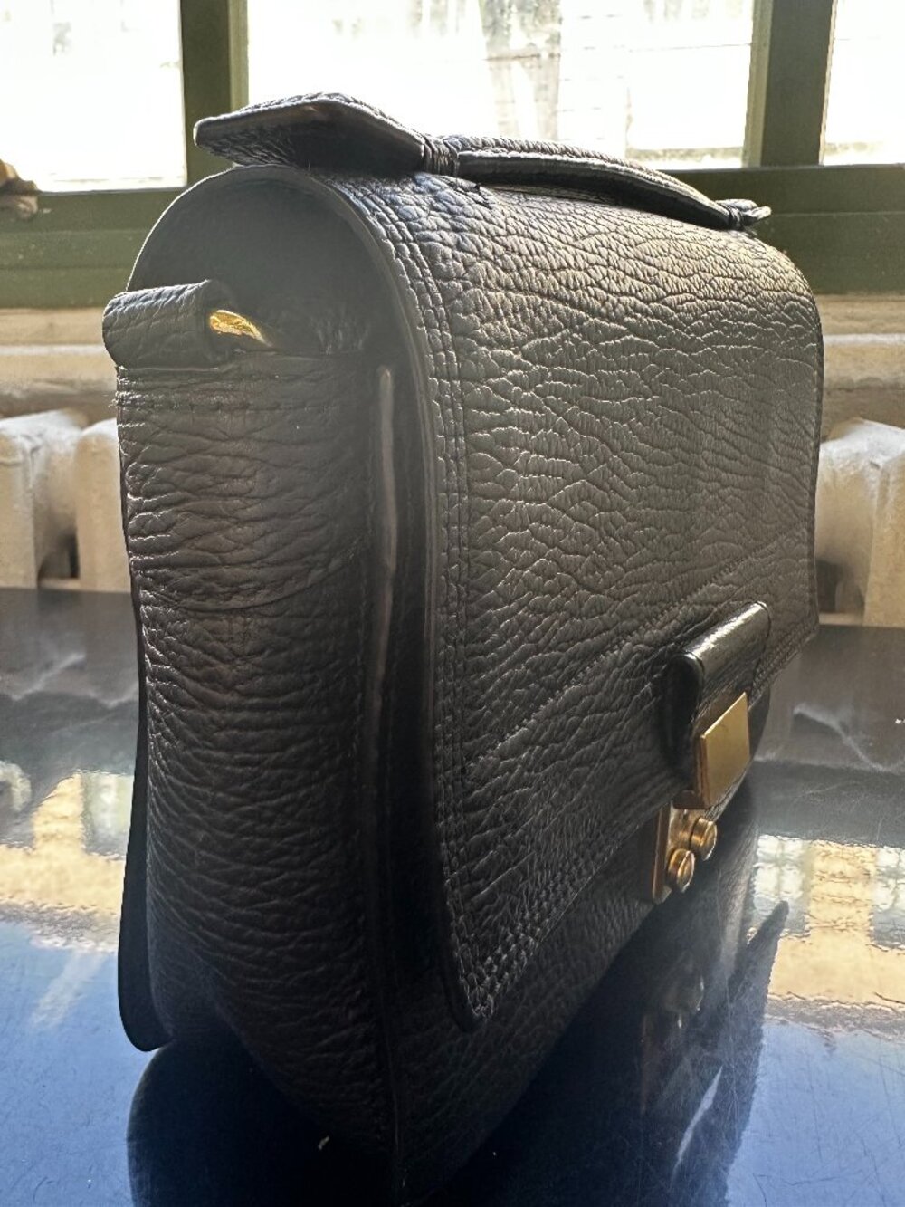 3.1 PHILLIP LIM Black Textured Leather Mini Pashli Messenger Bag